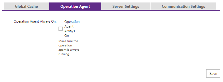 Application Settings Operation Agent tab.