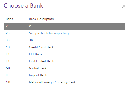 Payment Bank lookup.