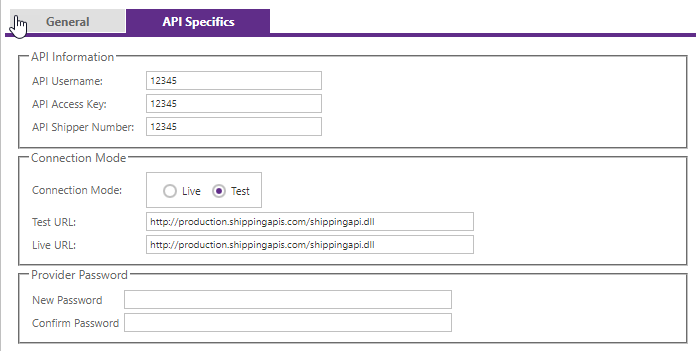 US Postal Service Shipping Provider API settings