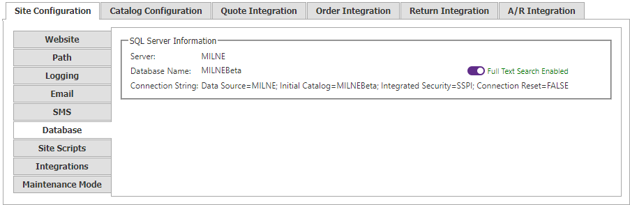 Site Configuration Database tab.