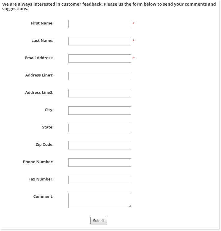 CatalogContactUsControl contact form