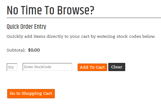 CatalogItemQuickOrderEntry quick order form