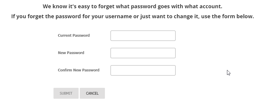 CustomerChangePasswordControl password form