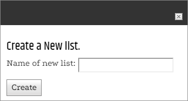 New item-list dialog.