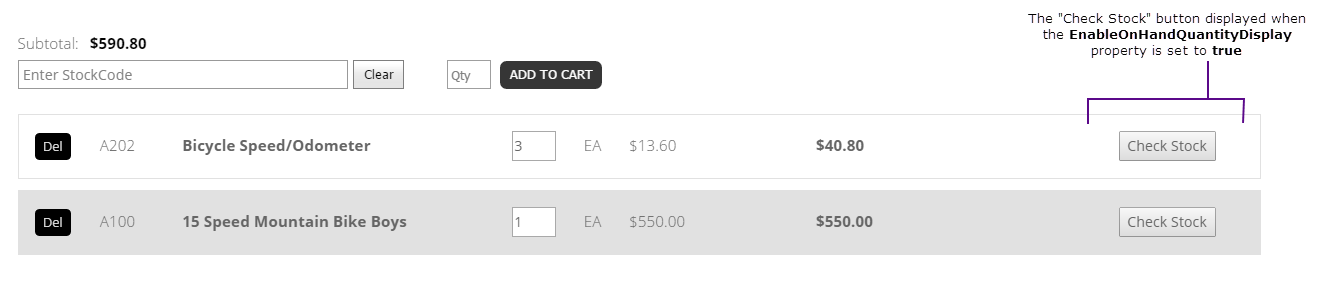 Quick entry on-hand quantity display.