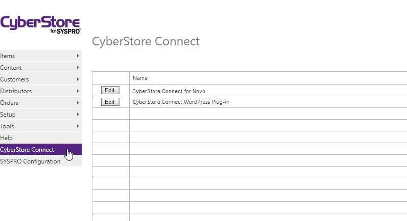 CyberStore Connect Maintenance showing the WordPress plug-in client.