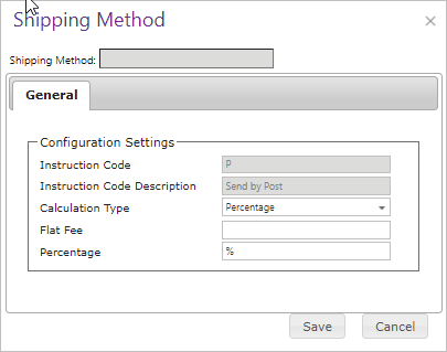 Percentage shipping method configuration