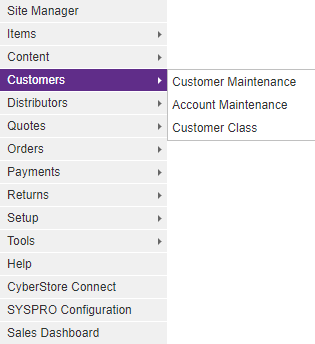 Customers menu in the Management Console.
