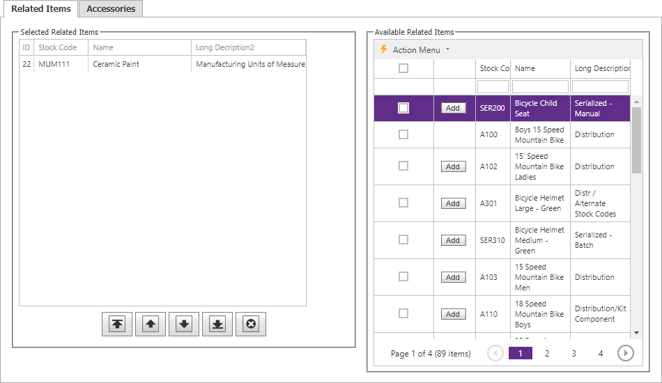 Model SKUs tab
