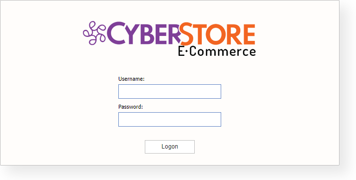 CyberStore Management Console login screen.