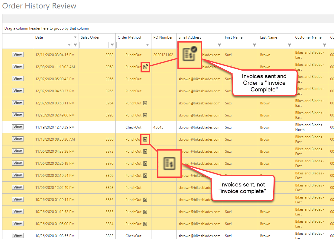 PunchOut invoice status in Order History