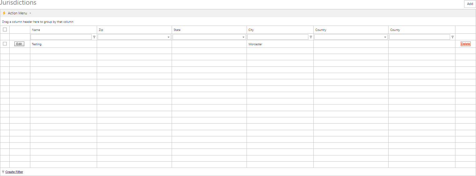 Jurisdiction Maintenance grid