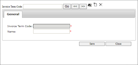 Invoice Terms General tab.