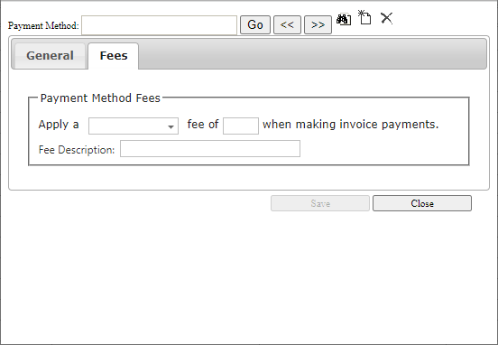 Payment Method Fees tab.