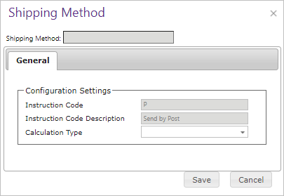 Shipping Method General tab