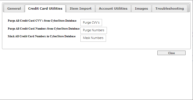 Credit Card Utilities tab