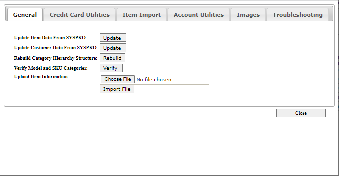 System Utilities General tab