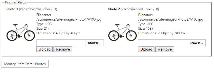 Item Images action in Item Maintenance