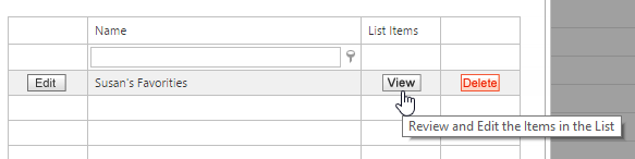 Item List contents