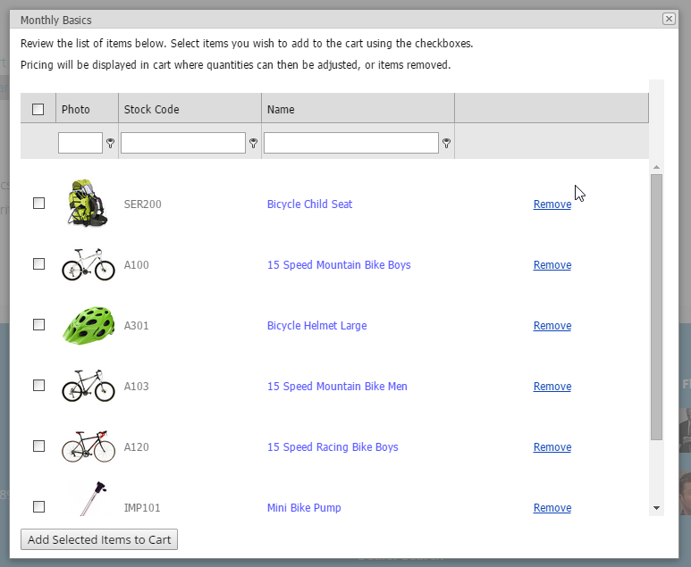 Items in a selected list