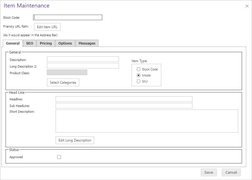 Model General settings