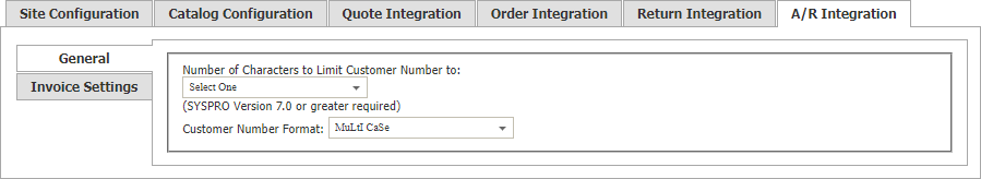 A/R Integration General tab.