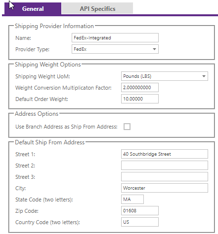 FedEx Shipping Provider General settings