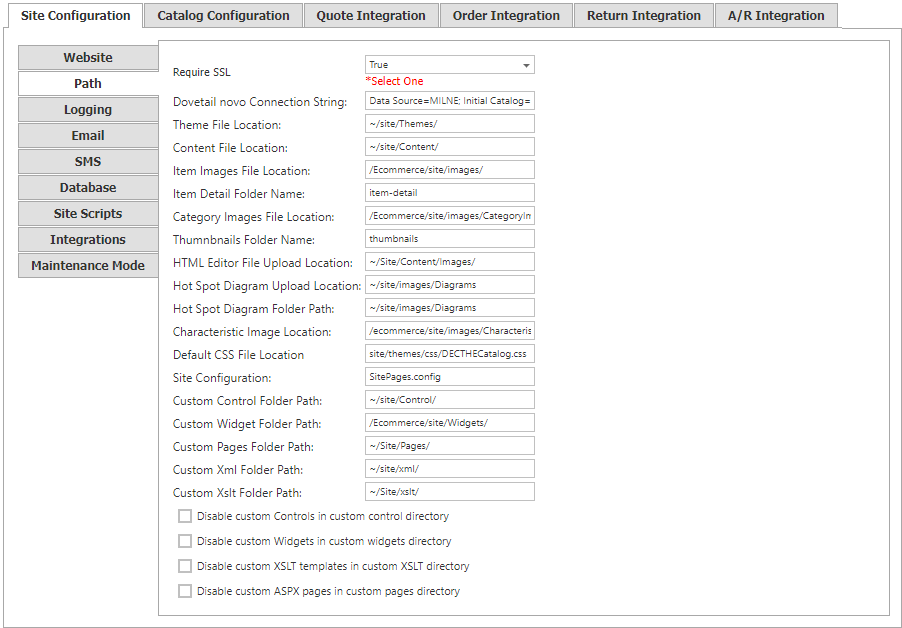 Site Configuration Path tab.
