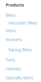 CatalogCategoryListControl category list