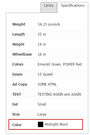 CatalogItemCharacteristicDisplayControl color characteristic