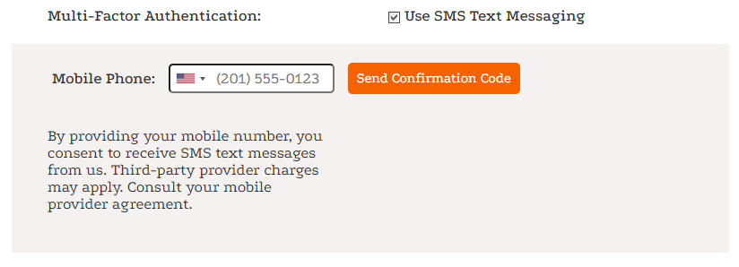 CustomerAccountMFAControl SMS opt-in