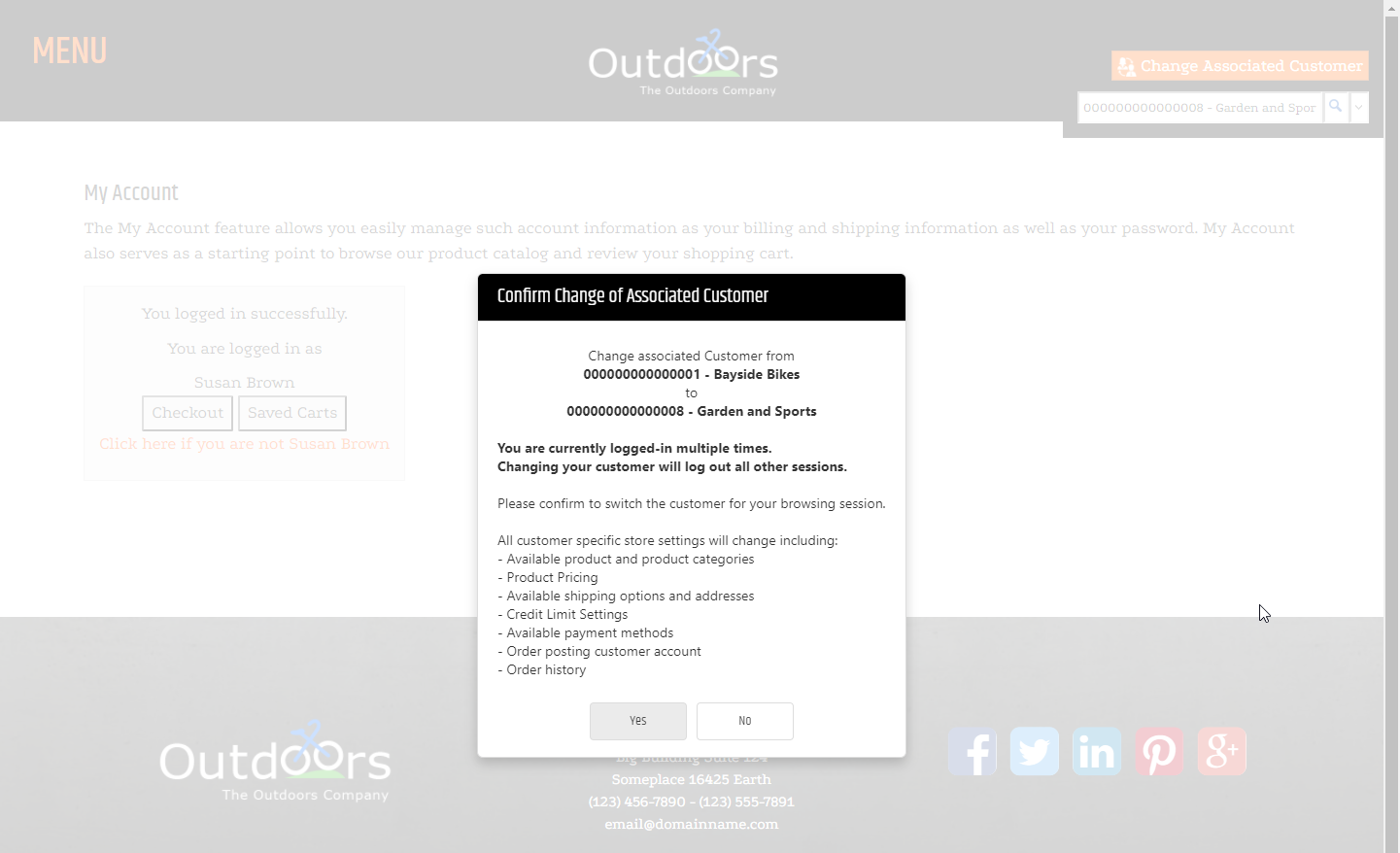 CustomerMasterAccountControl confirmation message