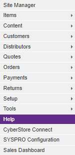 Help entry in the Management Console menu.