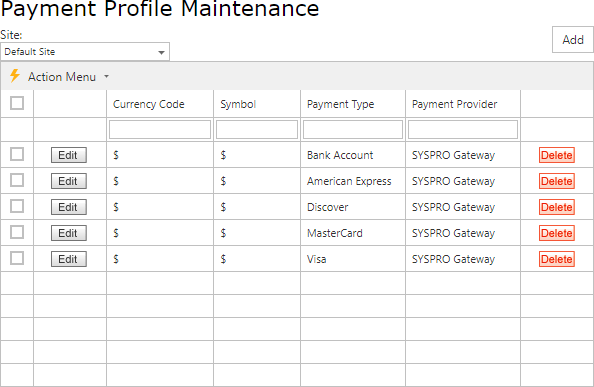 Payment Profile maintenance