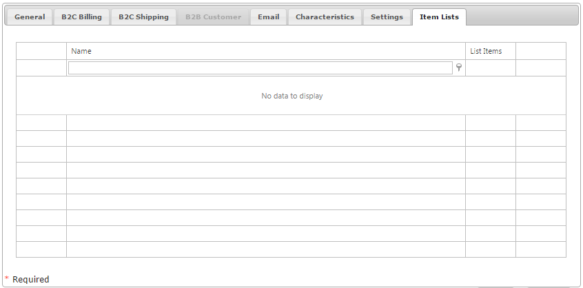 Account Item Lists action